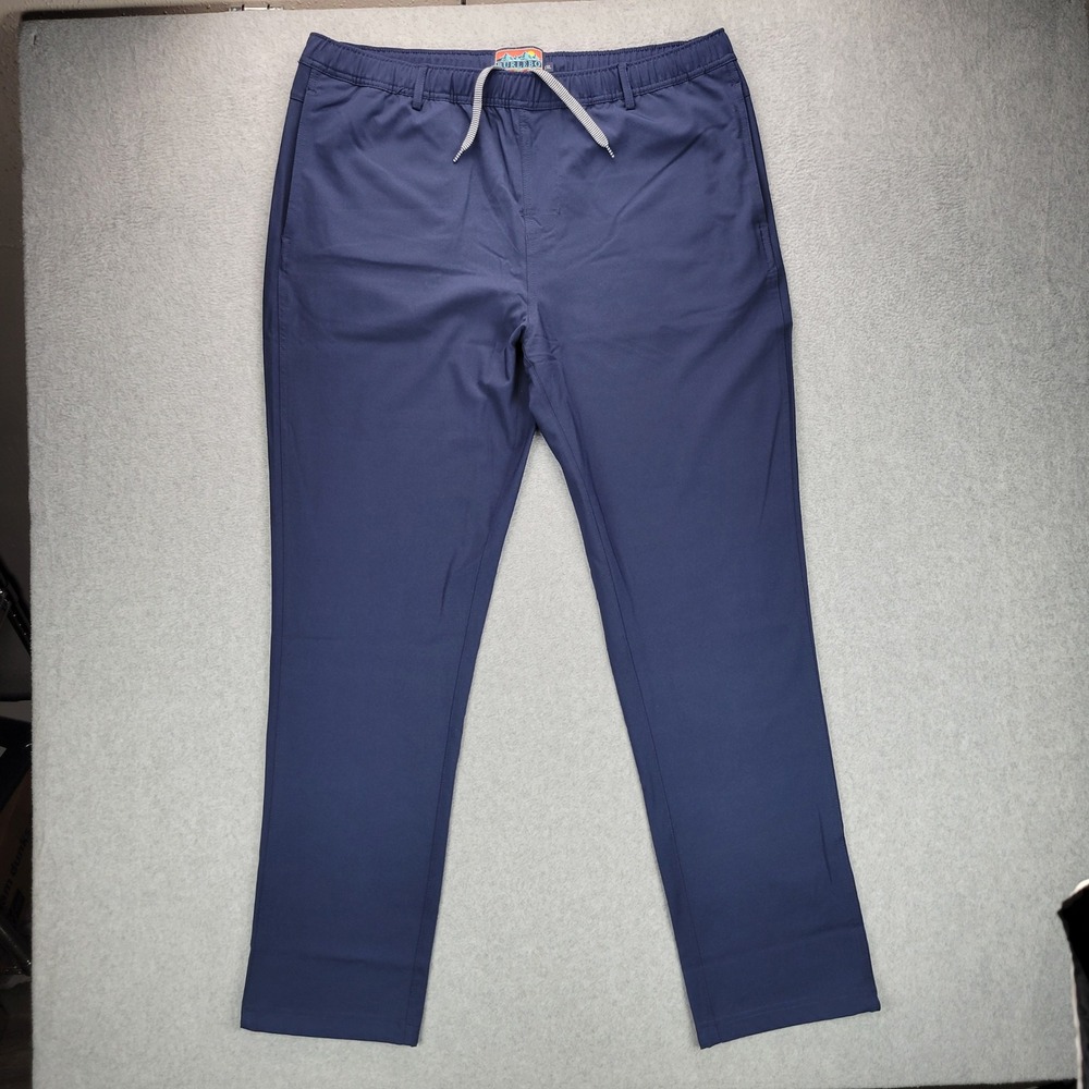 Burlebo Mens XXL Navy Blue Performance Everyday Pants Drawstring Fishing Pockets